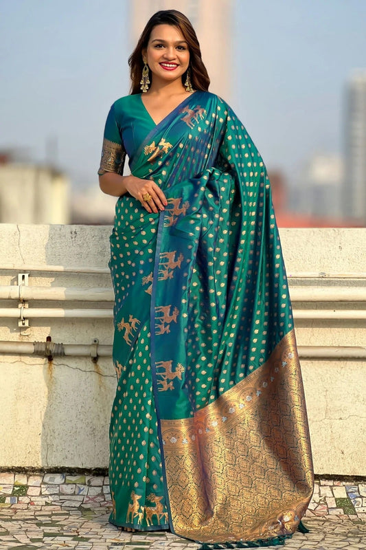 Rama Green Colour Soft Silk Traditional Saree SD1112646