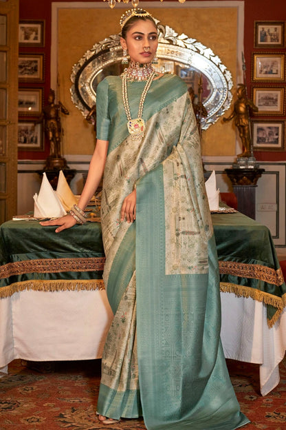 Rama Green Colour Tusser Silk Traditional Saree SD1290189