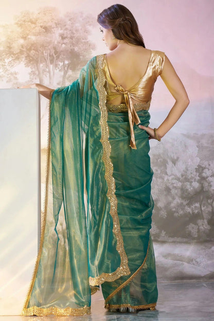 Rama Green Colour Twill Net Saree SD1112736 A