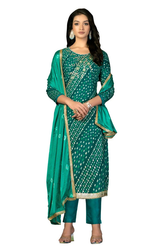 Rama Green Colour Unstitched Jam Cotton Fabric Straight Suit US1160950
