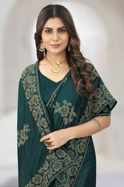 Rama Green Colour Vichitra Silk Designer Saree LC1121381 A