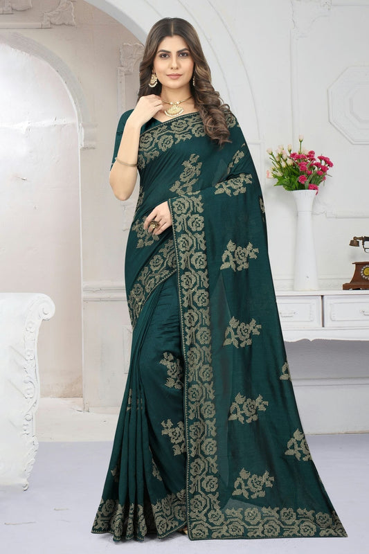 Rama Green Colour Vichitra Silk Designer Saree LC1121381