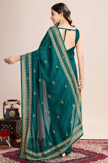 Rama Green Colour Vichitra Silk Designer Saree SD1111803 A