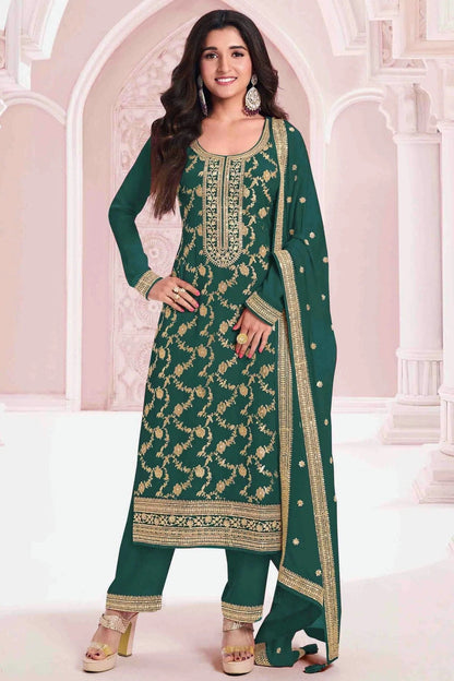Rama Green Colour Viscose Jacquard Pant Style Suit SM1140912
