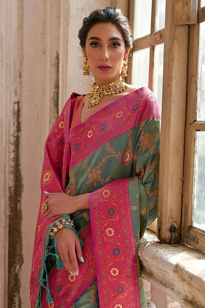 Rama Green Colour Woven Work Banarasi Silk Saree SD1260005 B