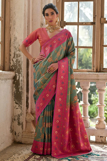 Rama Green Colour Woven Work Banarasi Silk Saree SD1260005