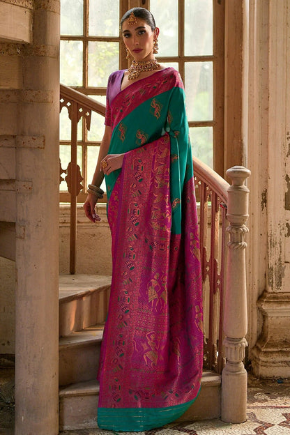 Rama Green Colour Woven Work Banarasi Silk Saree SD1260011 A