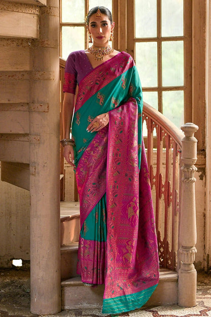 Rama Green Colour Woven Work Banarasi Silk Saree SD1260011