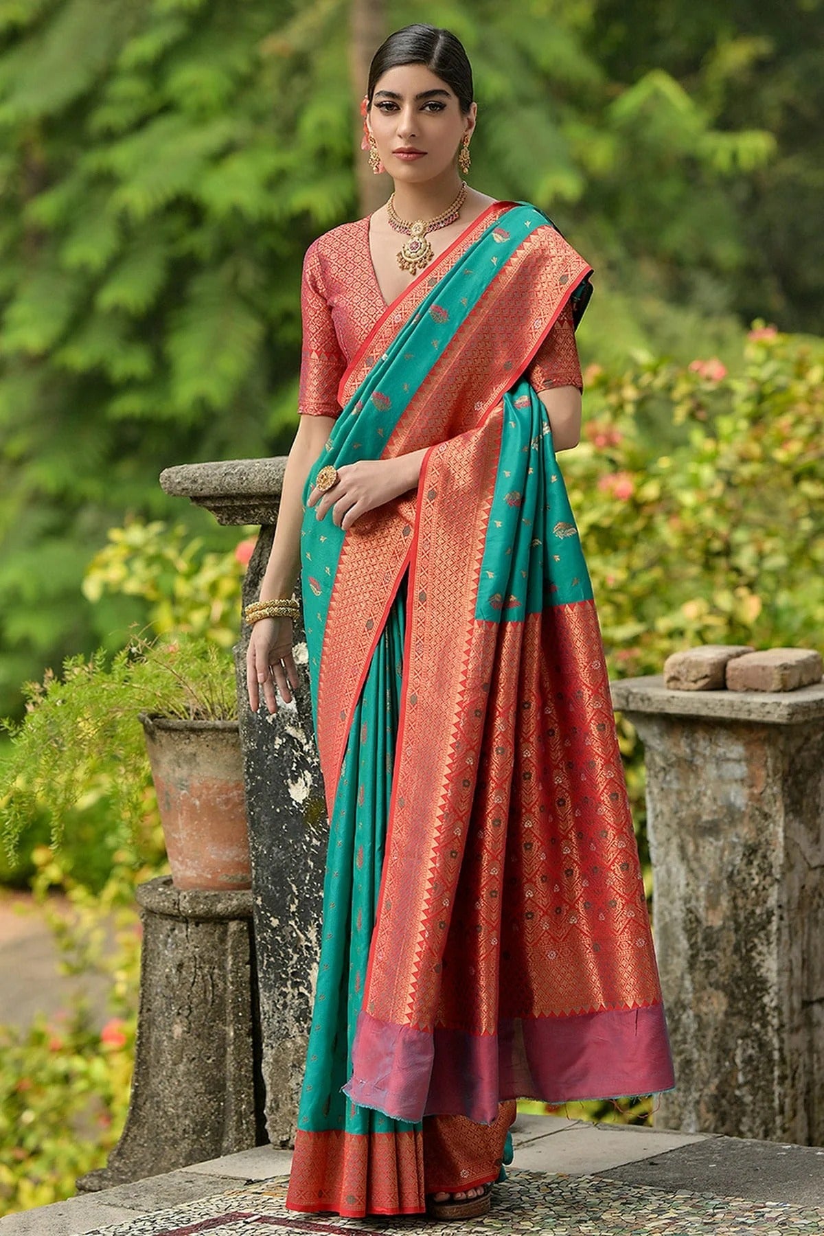 Rama Green Colour Woven Work Banarasi Silk Saree SD1260017 A