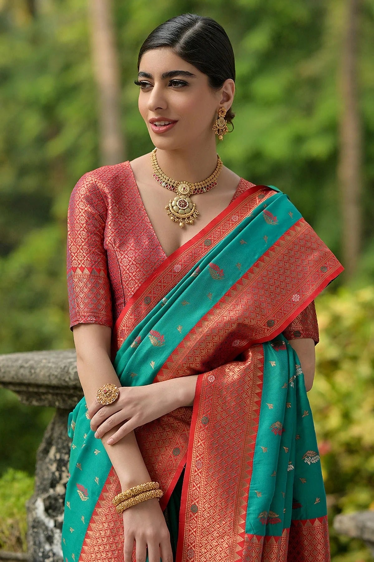 Rama Green Colour Woven Work Banarasi Silk Saree SD1260017 B
