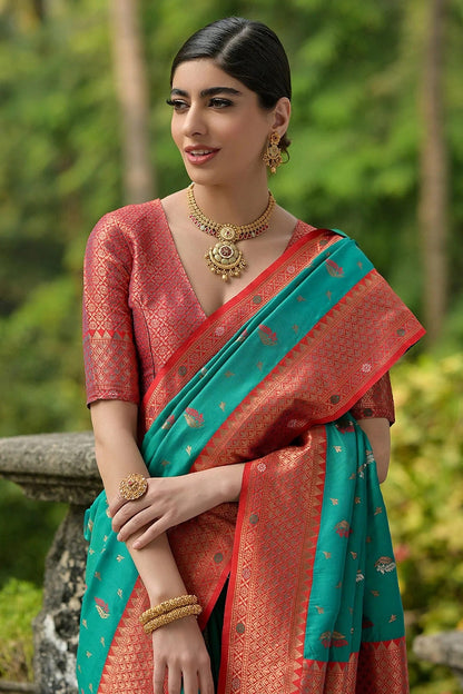 Rama Green Colour Woven Work Banarasi Silk Saree SD1260017 B