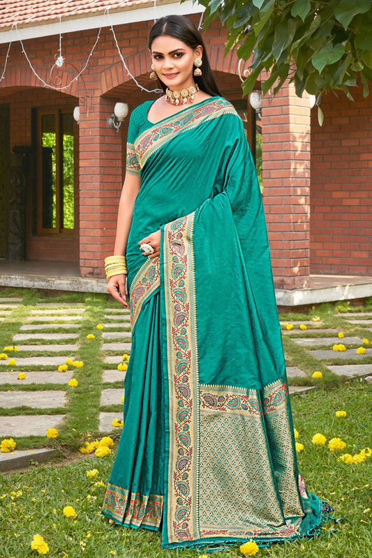 Rama Green Colour Woven Work Kanjivaram Silk Saree SD1101709