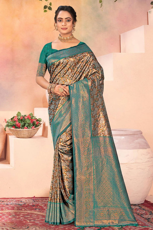 Rama Green Colour Woven Work Kanjivaram Silk Saree SD1102047