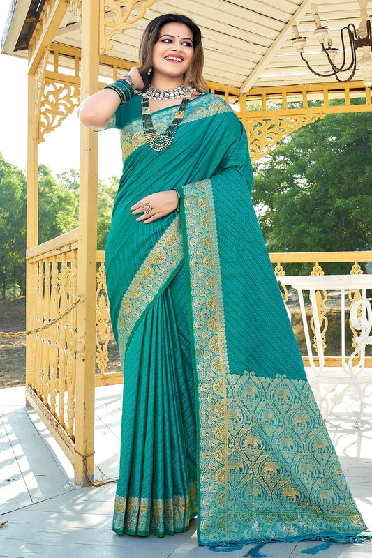 Rama Green Colour Woven Work Silk Saree SD1102130