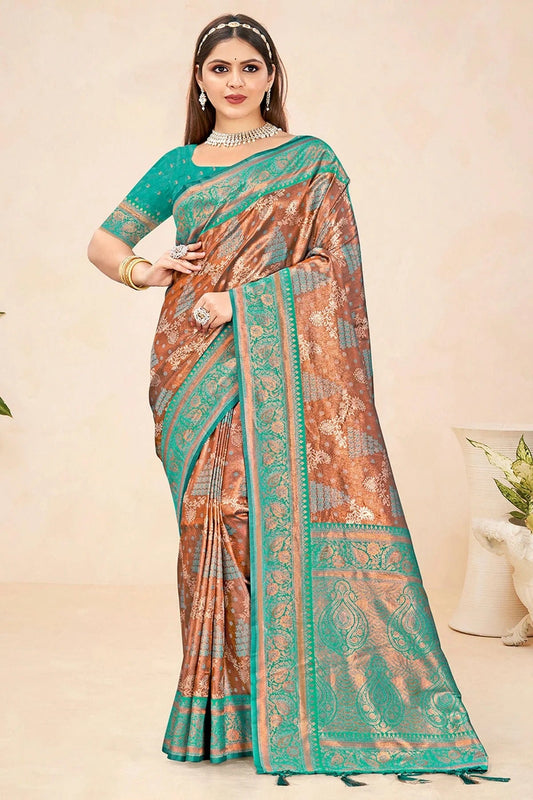 Rama Green Colour Woven Work Silk Saree SD1102288