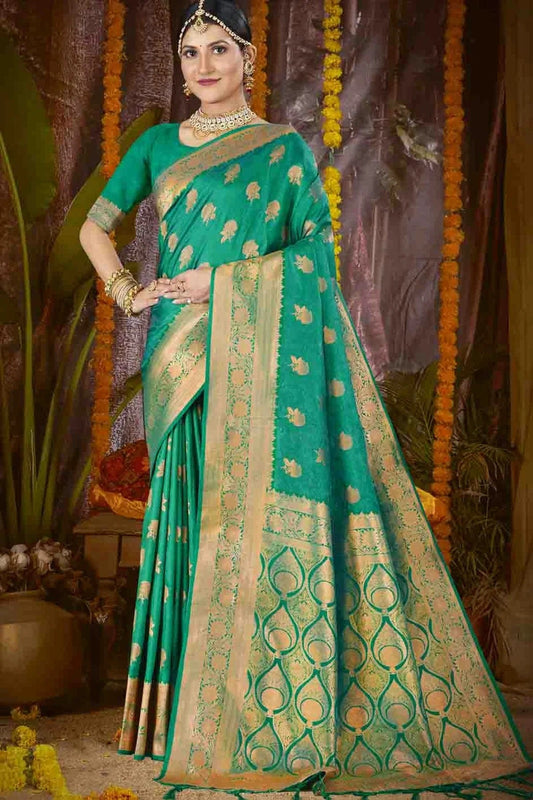 Rama Green Colour Woven Work Silk Traditional Saree SD1103424