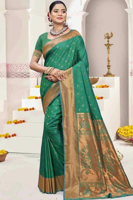 Rama Green Colour Woven Work Silk Traditional Saree SD1103527