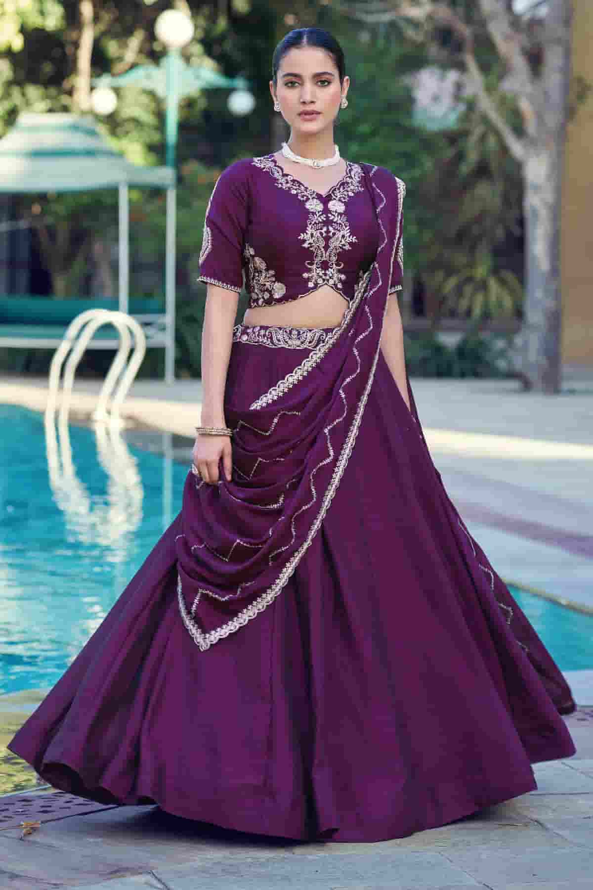 Rangoli Crush Embroidery Sequins Work Lehenga Choli In Purple Colour