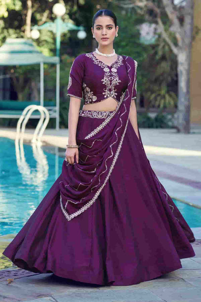 Rangoli Crush Embroidery Sequins Work Lehenga Choli In Purple Colour