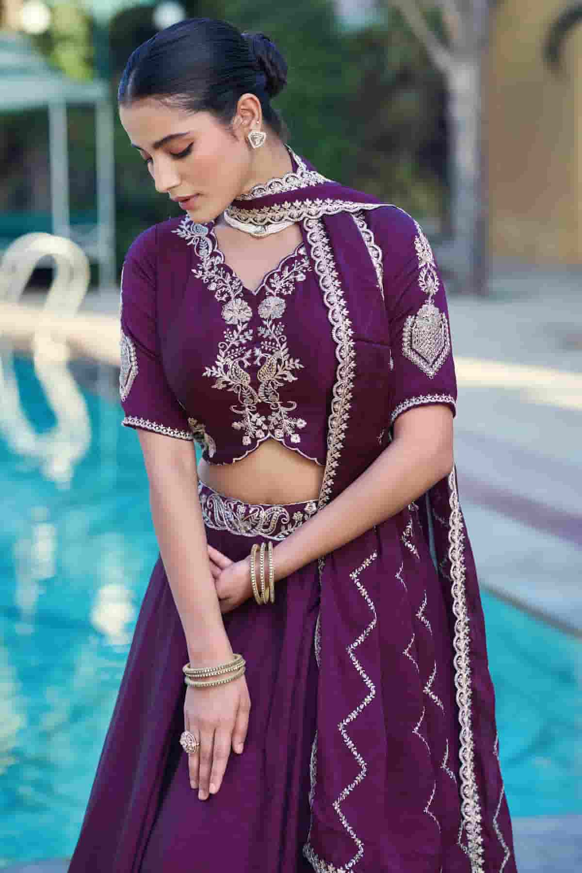 Rangoli Crush Embroidery Sequins Work Lehenga Choli In Purple Colour