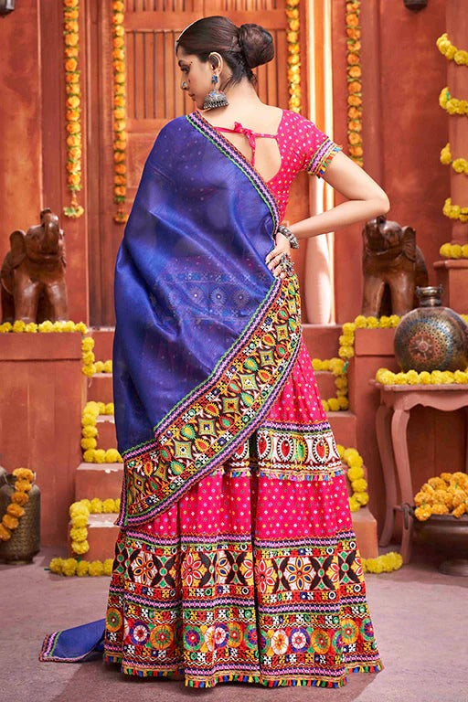 Rani Pink Colour Cotton Silk Navratri Lehenga Choli LC1240078 A
