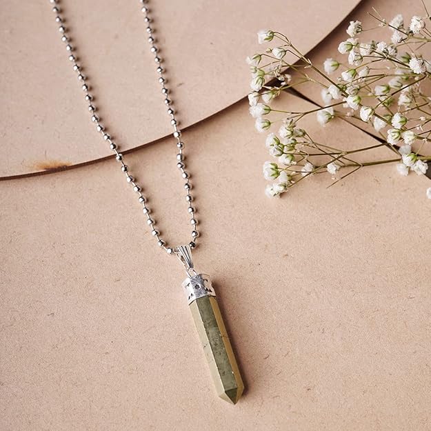 Raw Pyrite Point Pendant – Trendy Crystal Necklace for Protection & Good Luck