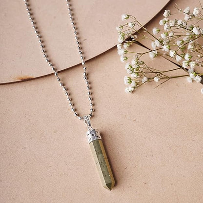 Raw Pyrite Point Pendant – Trendy Crystal Necklace for Protection & Good Luck