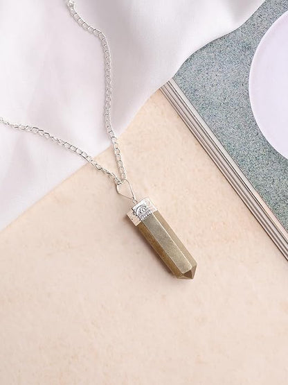Raw Pyrite Point Pendant – Trendy Crystal Necklace for Protection & Good Luck
