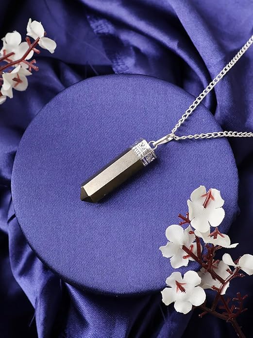 Raw Pyrite Point Pendant – Trendy Crystal Necklace for Protection & Good Luck