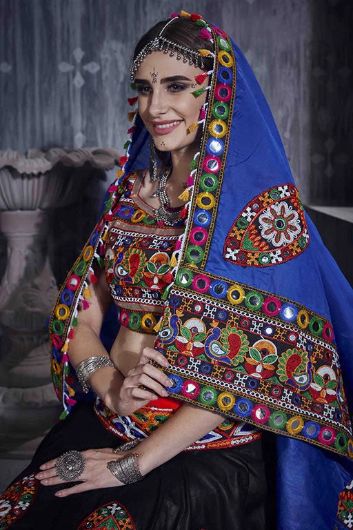 Red And Black Colour Art Silk Navratri Lehenga Choli LC1240062 A