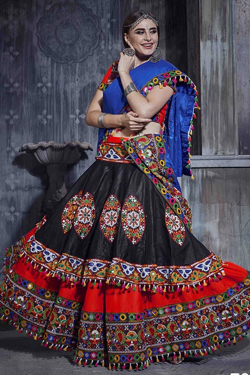Red And Black Colour Art Silk Navratri Lehenga Choli LC1240062