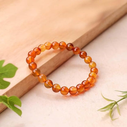 Red Carnelian 8mm Round Beads Bracelet – Natural Energy & Confidence Crystal Bracelet