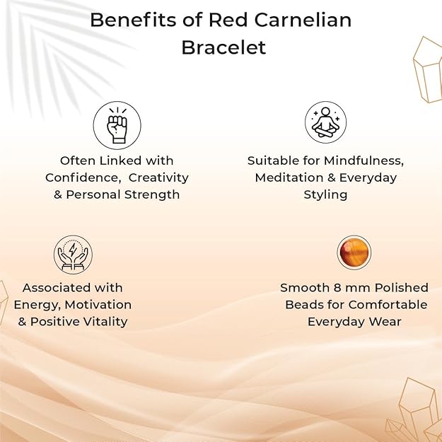 Red Carnelian 8mm Round Beads Bracelet – Natural Energy & Confidence Crystal Bracelet