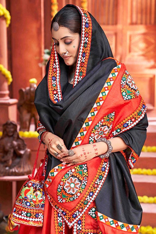 Red Colour Art Silk Navratri Lehenga Choli LC1240070 B