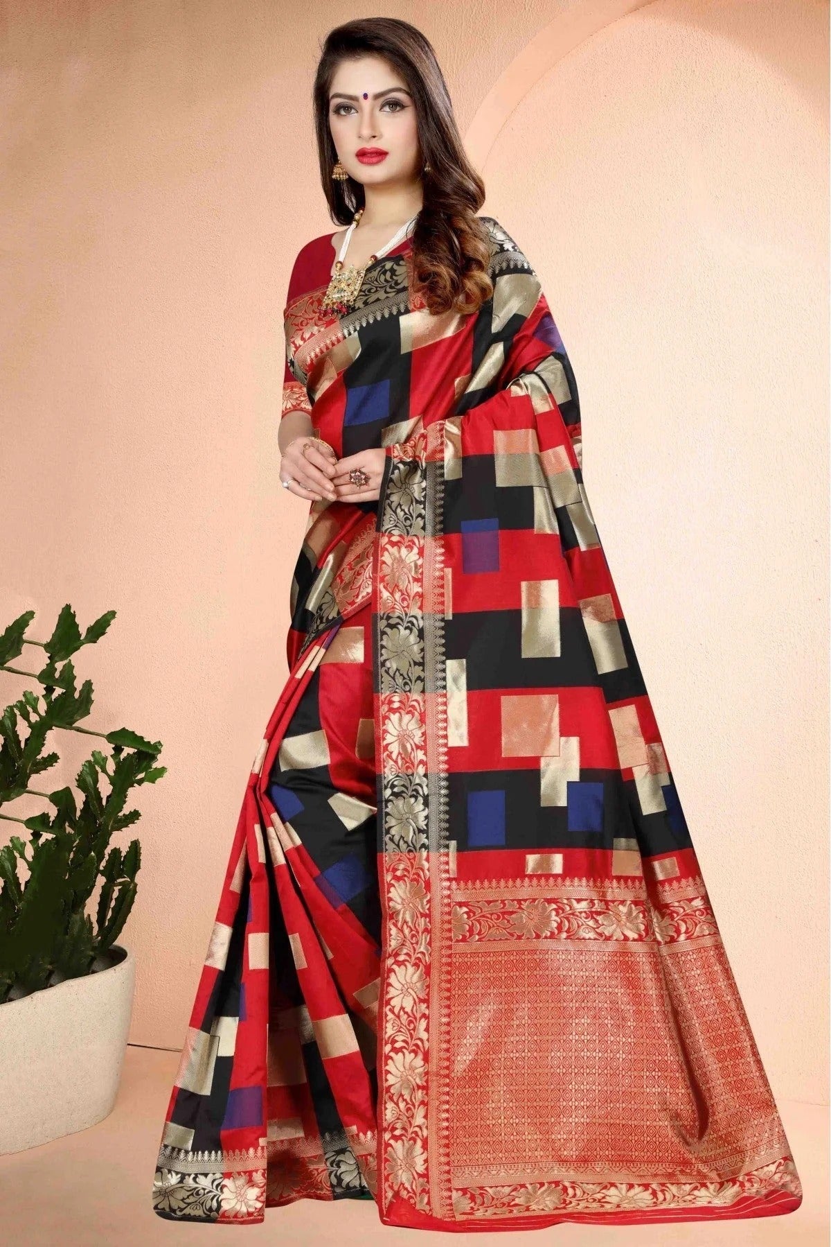 Red Colour Banarasi Art Silk Traditional Saree SD1120743 A