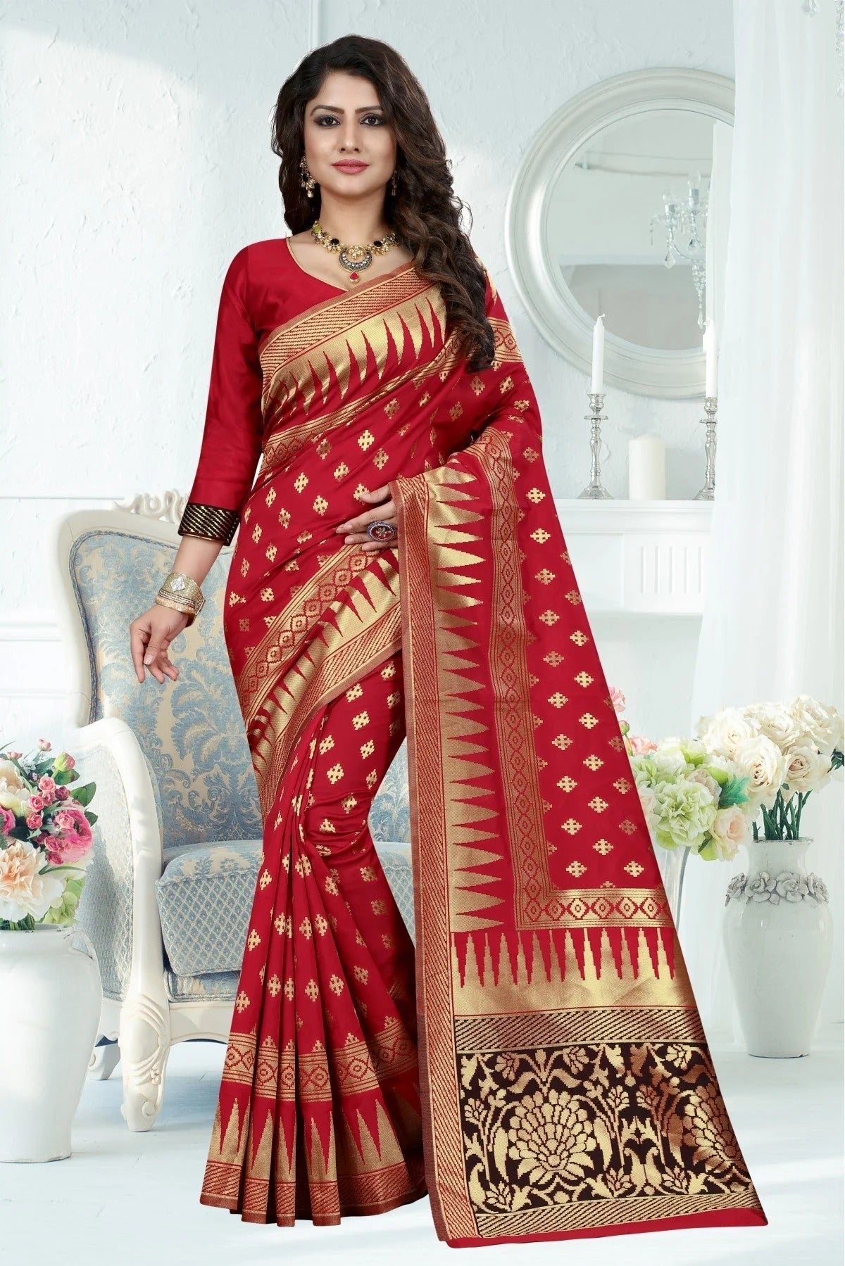 Red Colour Banarasi Art Silk Woven Saree SD1120778