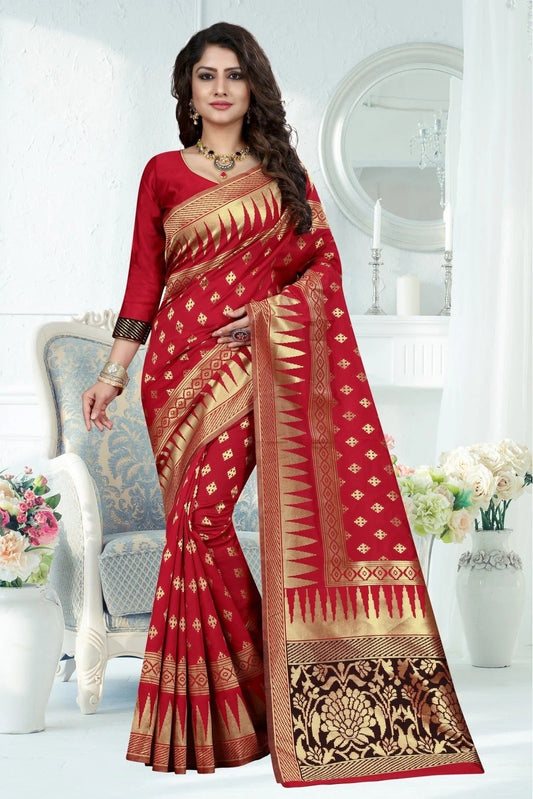 Red Colour Banarasi Art Silk Woven Saree SD1120778