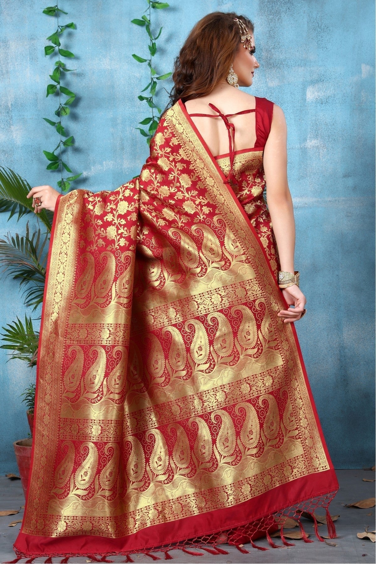 Red Colour Banarasi Art Silk Woven Saree SD1120795 A