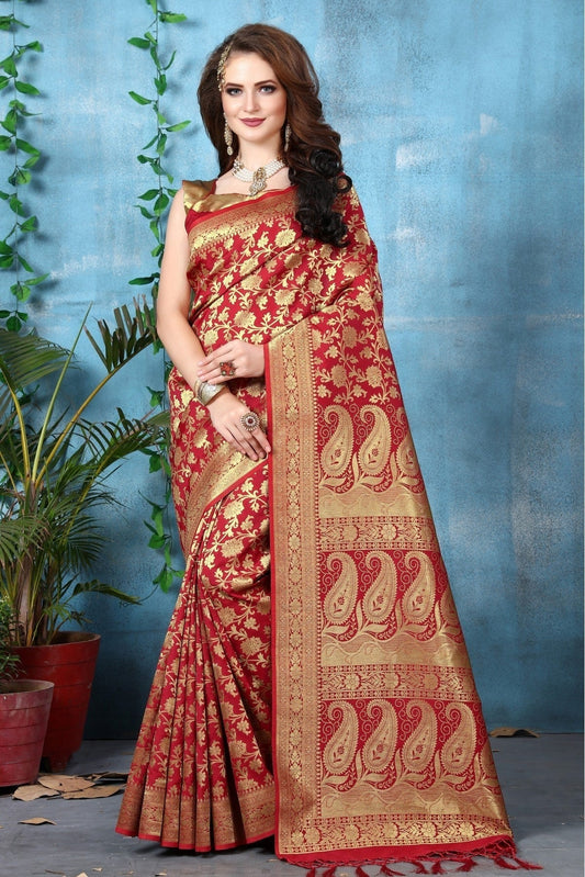 Red Colour Banarasi Art Silk Woven Saree SD1120795