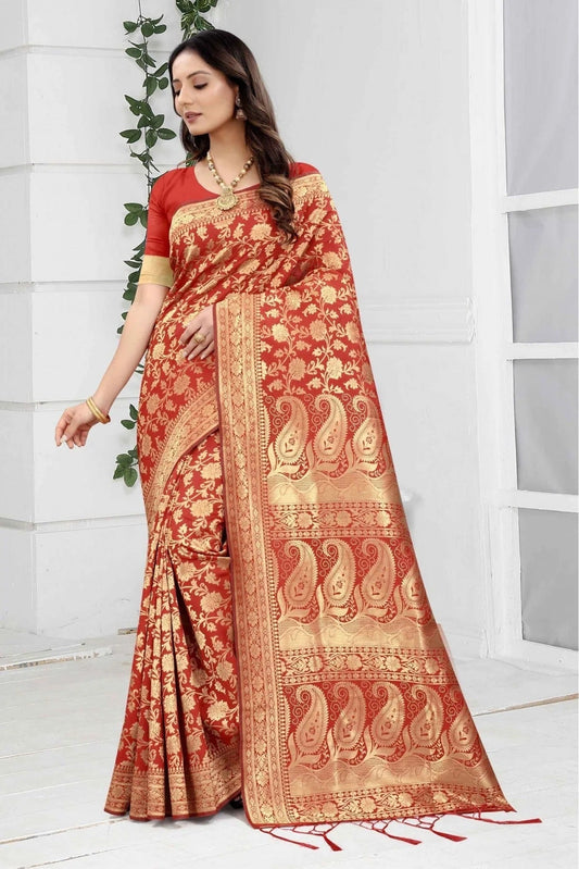 Red Colour Banarasi Art Silk Woven Saree SD1120857