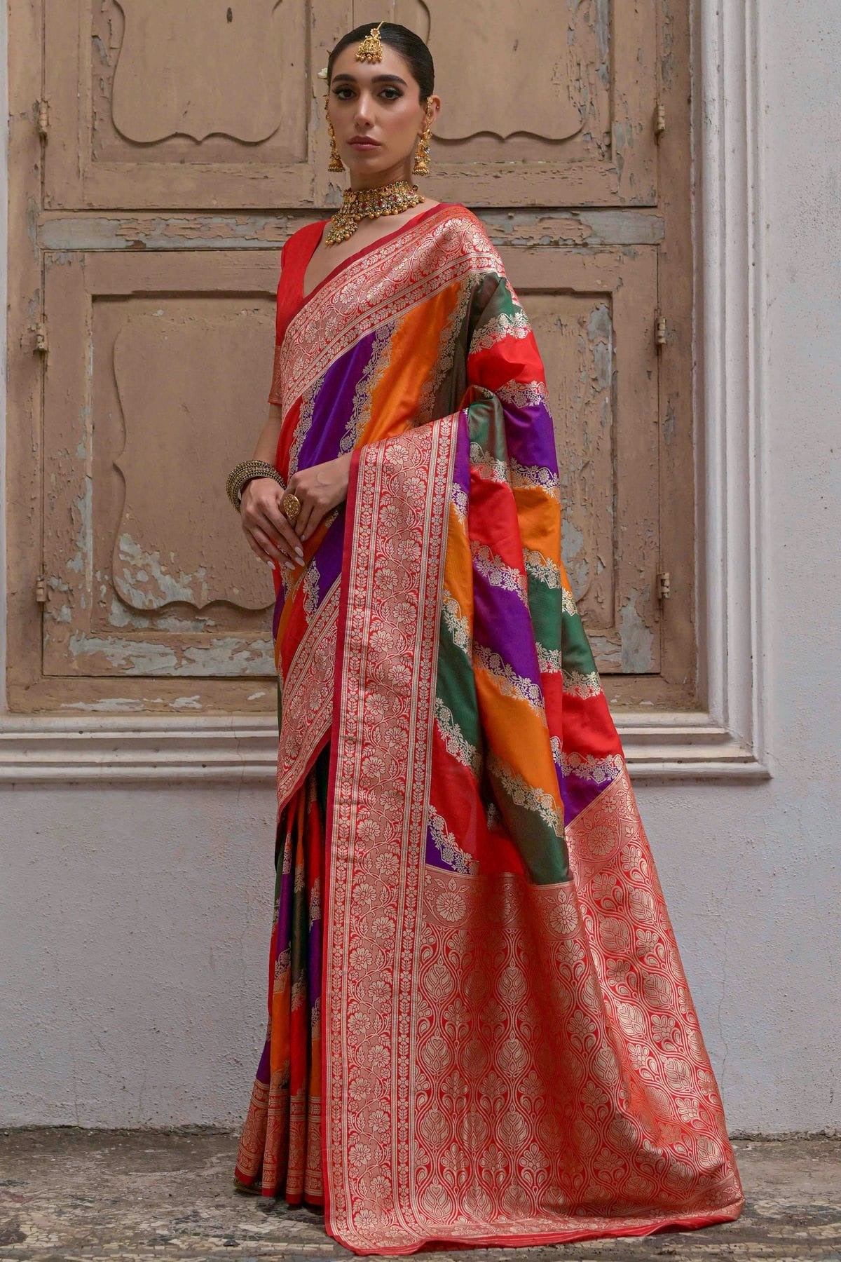Red Colour Banarasi Silk Traditional Saree SD1260043 A