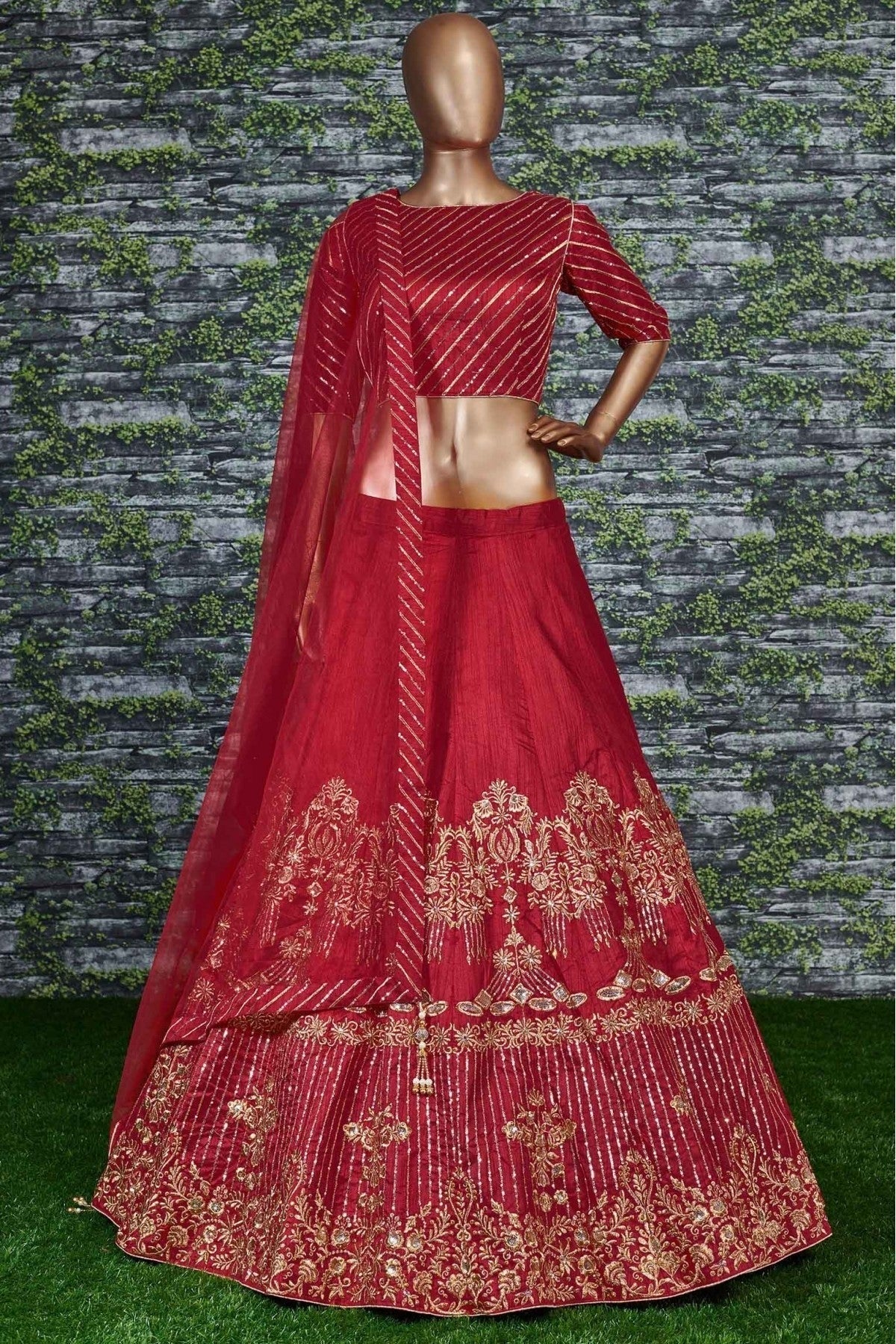 Red Colour Banglory Silk Lehenga Choli LC1010042 B