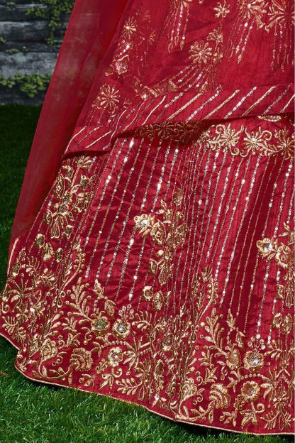 Red Colour Banglory Silk Lehenga Choli LC1010042 D