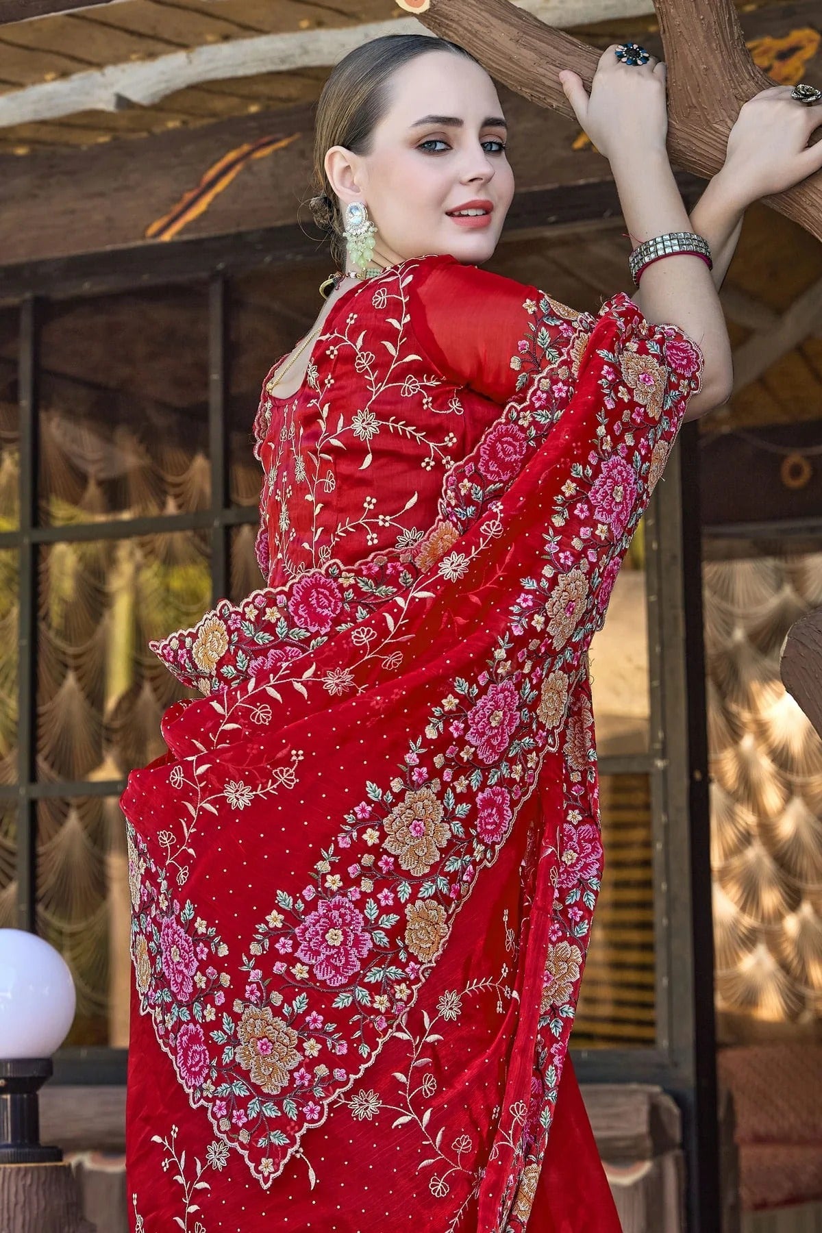 Red Colour Burberry Silk Designer Saree SD1121848 A