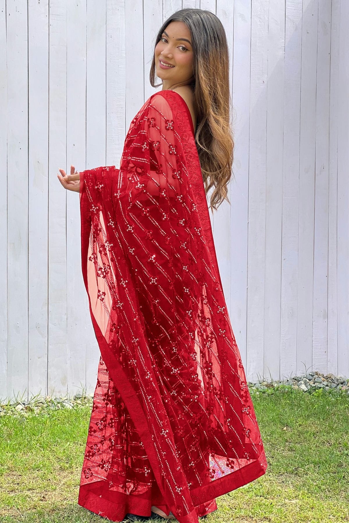 Red Colour Butterfly Net Designer Saree SD1111839 A