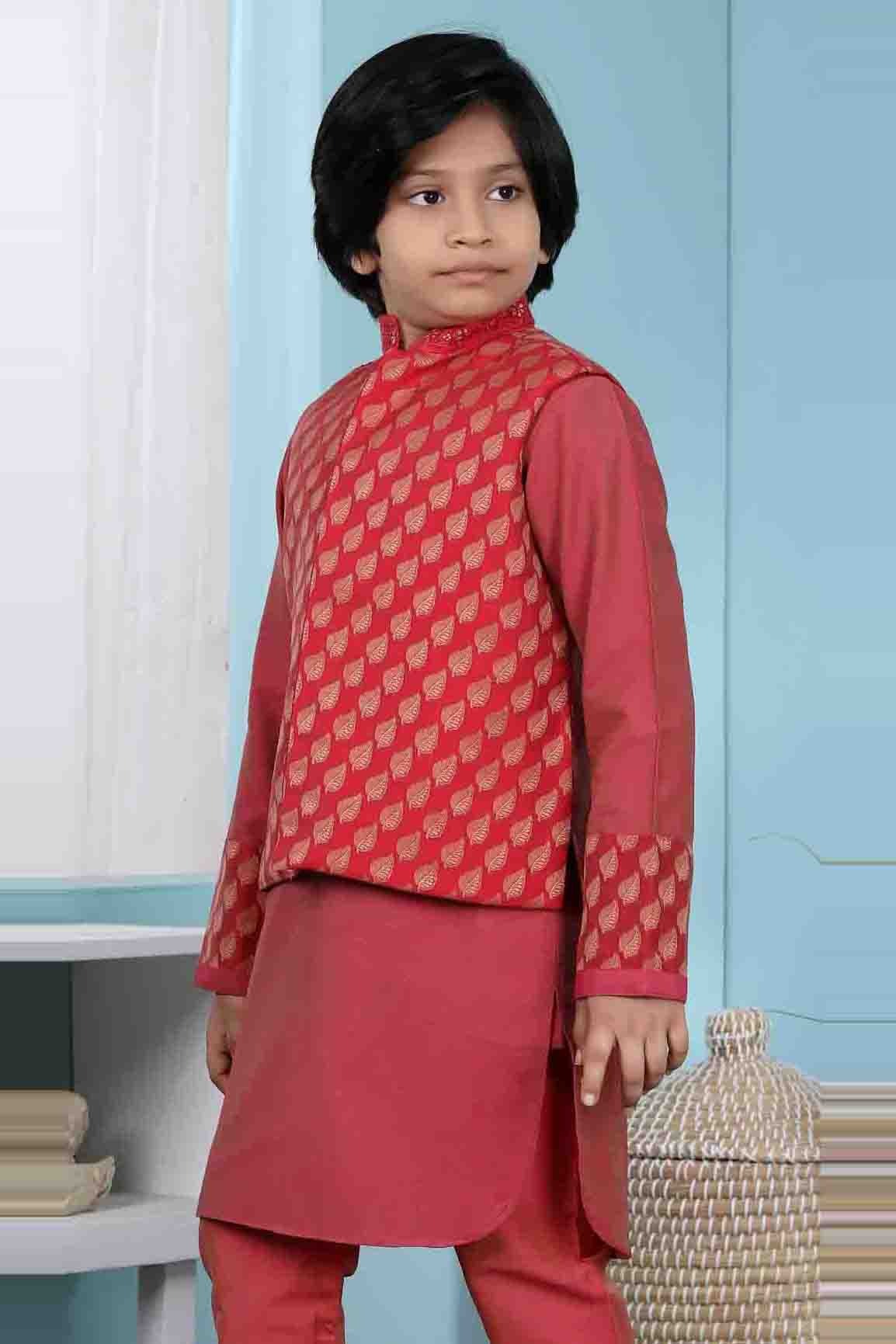 Red Colour Chanderi Silk Jacket BW1070123 A