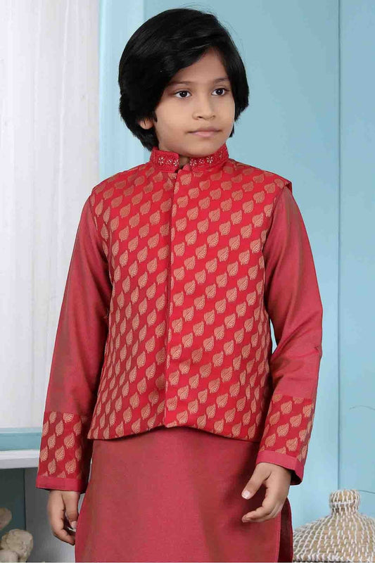 Red Colour Chanderi Silk Jacket BW1070123