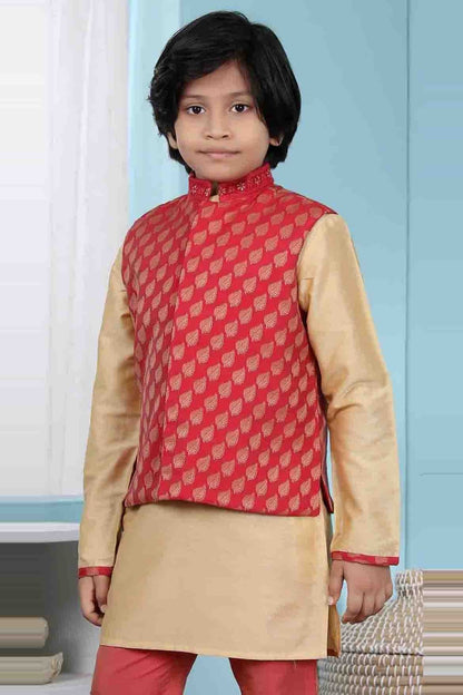 Red Colour Chanderi Silk Jacket BW1070124 A