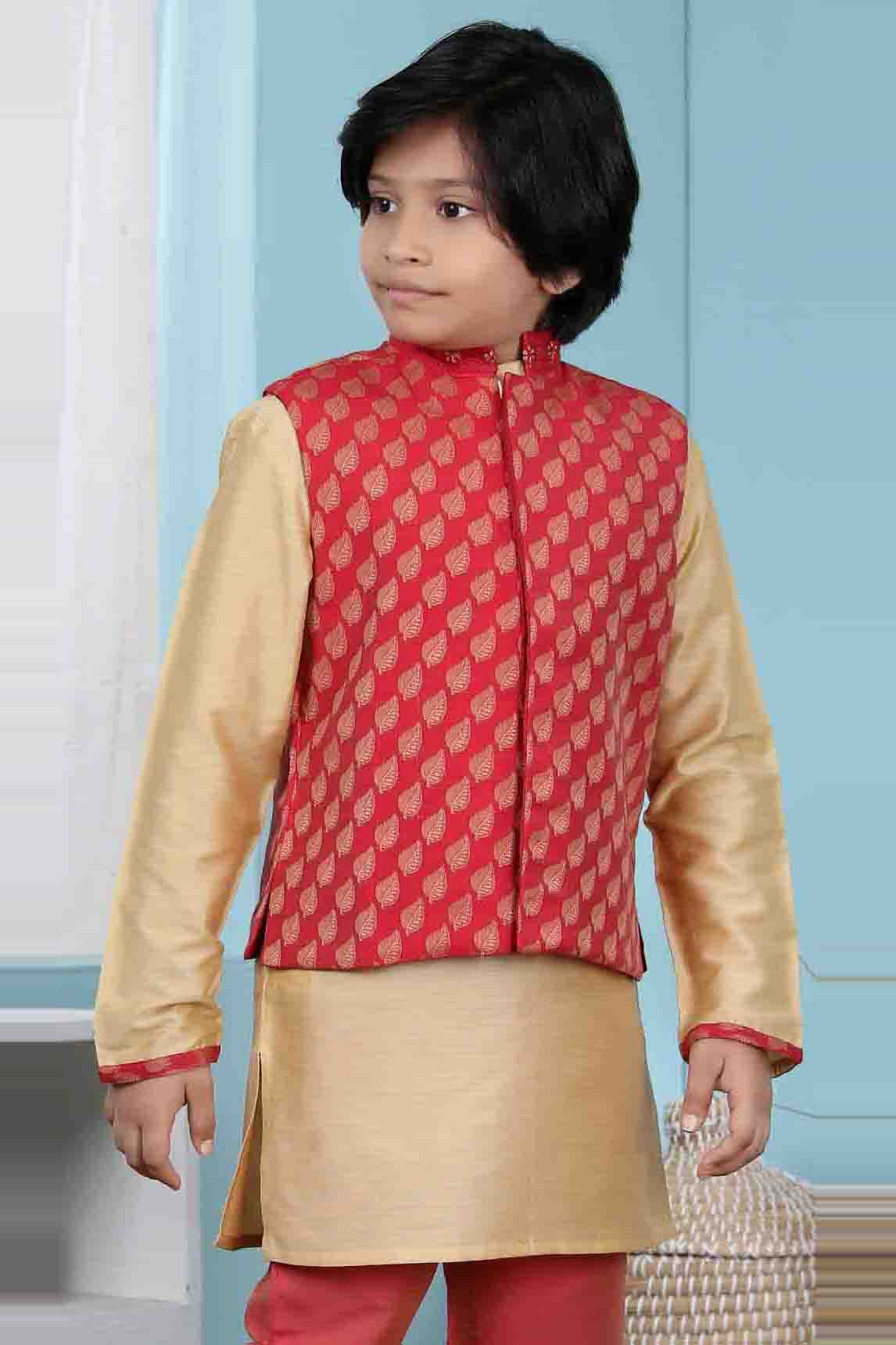 Red Colour Chanderi Silk Jacket BW1070124 B