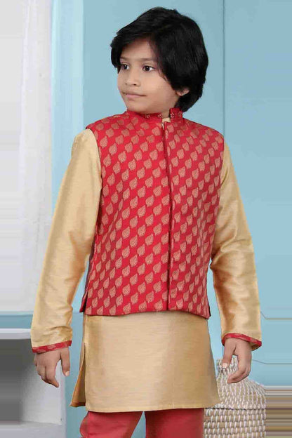 Red Colour Chanderi Silk Jacket BW1070124 B